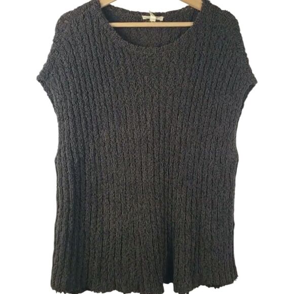 Eileen Fisher Black Organic Cotton Bateau Neck Oversized Knit Vest S - Picture 8 of 17